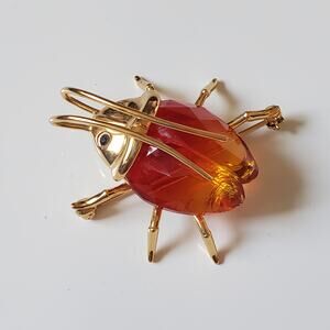 Swarovski Paradise Bugs Small Fire Opal Crystal Beetle Brooch Pin Chipped